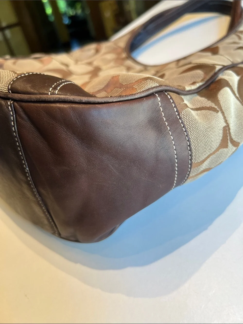 vintage Coach Ergo Signature Canvas Y2K hobo jacquard C monogram  brown leather